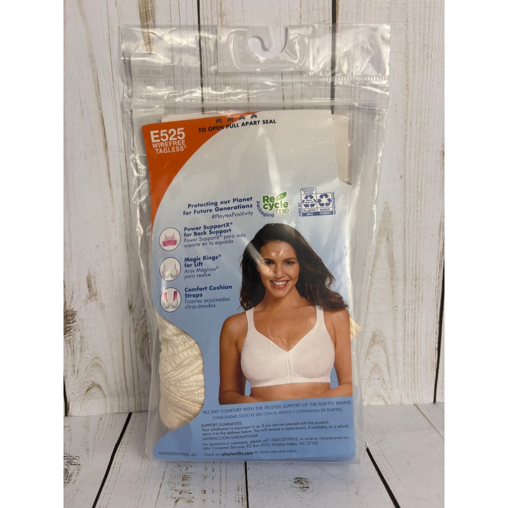 Playtex 18 Hour Posture Boost Front Close Wirefree Bra E525 Light Beige 36C B022 - Picture 2 of 4